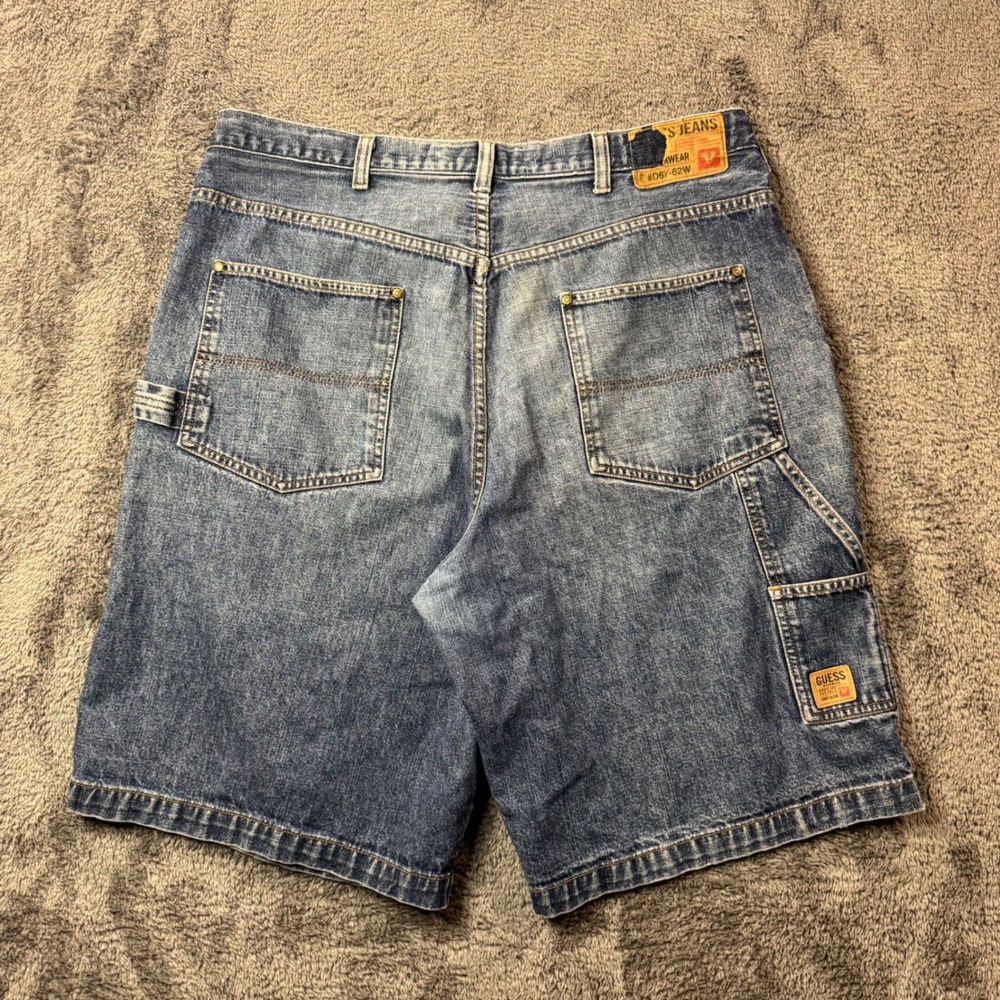 Vintage Guess Jeans Mens 38 Carpenter Shorts Blue Denim Made in USA Workwear 90s